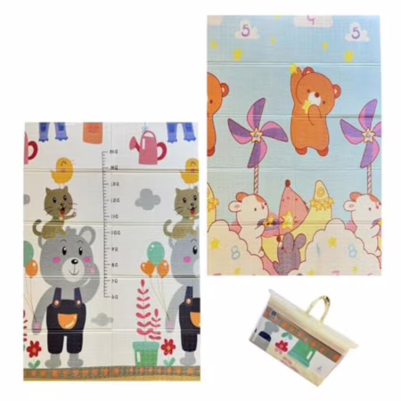 Tapete de Atividades Infantil Tatame Portátil 8MM Dupla Face Dobrável Macio Gigante Fácil de Guardar para Bebês e Crianças com sacola (Urso)