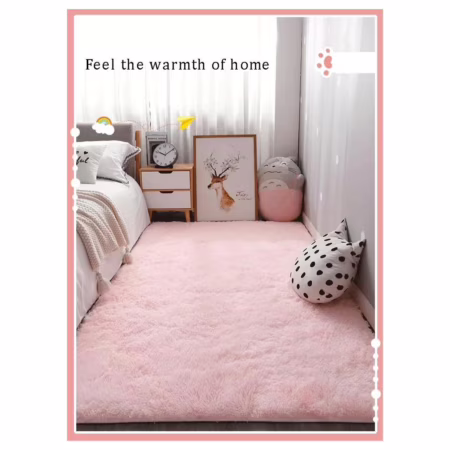 Tapete Para Sala Quarto In Felpudo Peludo Rosa Bebe Criança