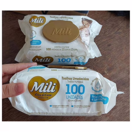 Toalhinhas Umedecidas Mili Love e Care 100 unidades
