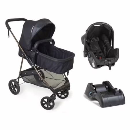 🛍️Travel System Galzerano Napoli 1452 Com Base para Carro Trio Preto e Cobre
