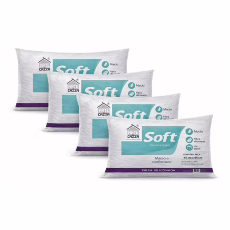 Travesseiro Soft Antialergico Fibra Siliconada Kit 4 Und
