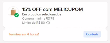 🔥 15% OFF acima de 79 limitado a R$ 80