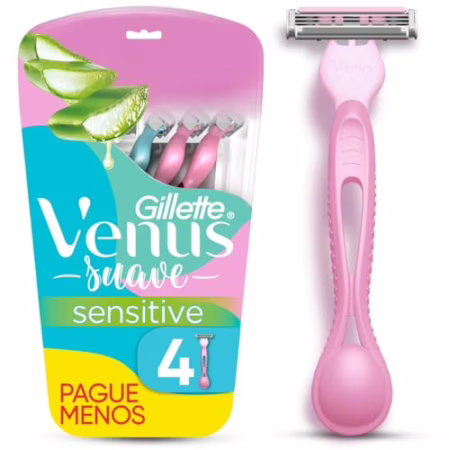 💎 Aparelho de Depilação Gillette Venus Descartável, 4 Unidades | Suave Sensitive
