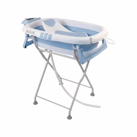 Banheira Bebê Dobrável Com Suporte Redutor, Assento e Termômetro Embutido até 20kg, Melon Maxi Baby Azul