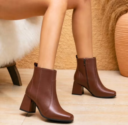 🚨 Bota Coturno Feminina Salto Grosso Bico Quadrado Cano Curto