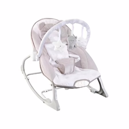 Cadeira De Descanso Musical Urso Polar Bege Até 18kgs