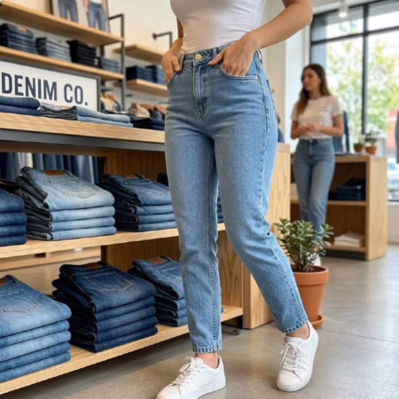 🚨  Calça Jeans Mom Stillger Feminina Cintura Alta Cor Clara