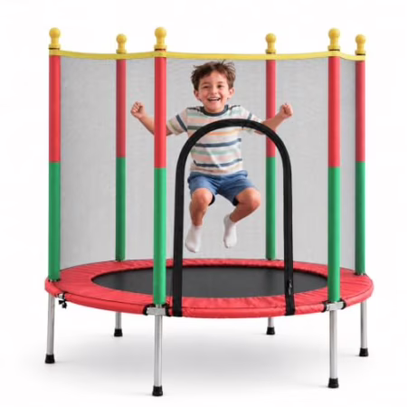 😍 Cama Elástica Pula Pula Trampolim Infantil Colorida Criança Playground Rede com Zíper 1,4m