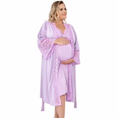 🛍 Camisola e Robe Luxo Plus Size Amamentação