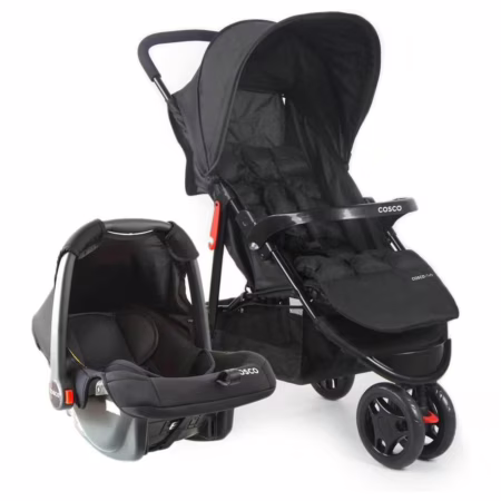 Carrinho + Bebê conforto - Cosco Kids, Travel System Toffy, Preto Absoluto