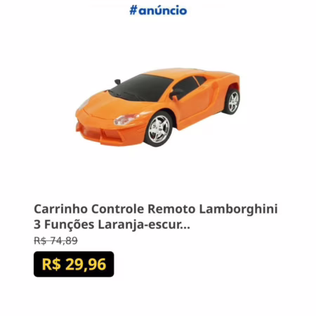 Carrinho Controle Remoto Lamborghini 3 Funções Laranja-escuro Lamborghini