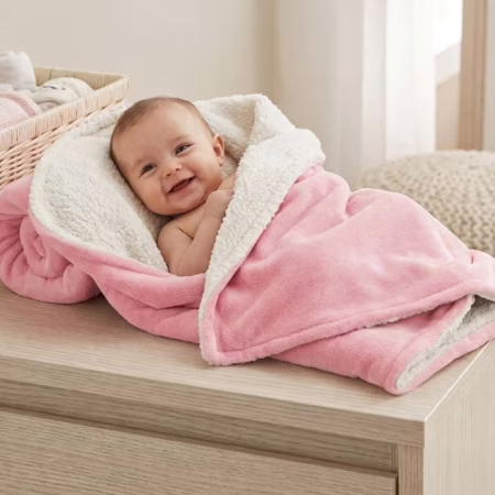 Cobertor de Bebe Microfibra Antialérgica Com Sherpa Dupla Face 0,70 x 1,10m