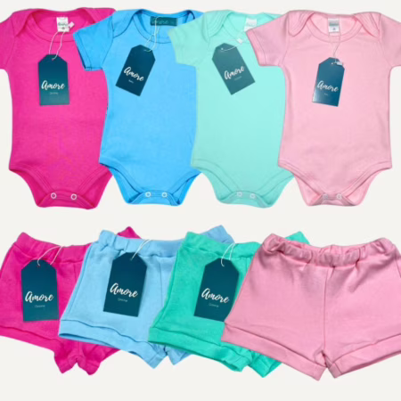 🛍 Conjunto 6 Peças Bebê (Body + Shorts)