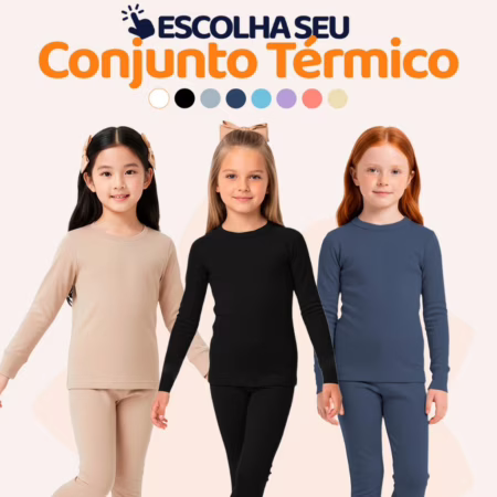 Conjunto Térmico Infantil Kids Blusa e Calça Manga Longa Roupa de Frio Inverno - Tam 2 ao 10