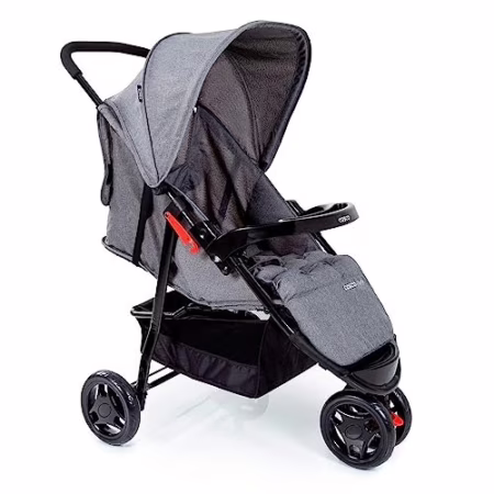 🛍️Cosco Kids, Carrinho de Bebê Toffy, Cinza Mescla