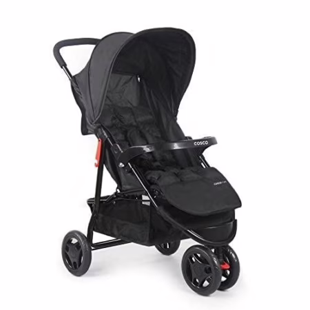 🛍️Cosco Kids, Carrinho de Bebê, Toffy, Preto Absoluto