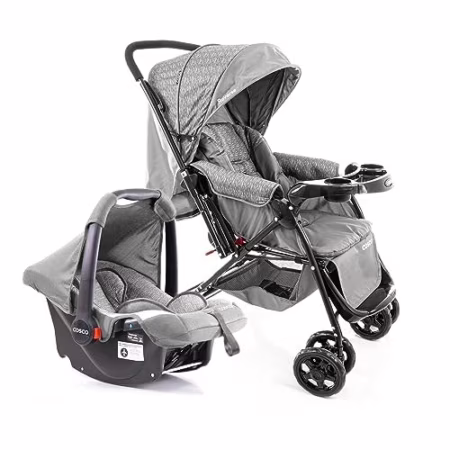 🛍️Cosco Kids, Travel System Reverse, Cinza Rajado
