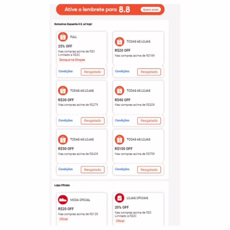Cupons Shopee