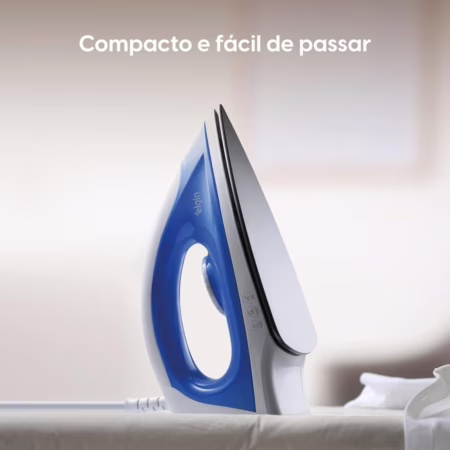 Ferro Elgin A Seco Branco Azul Iron Force Branco E Azul 220v