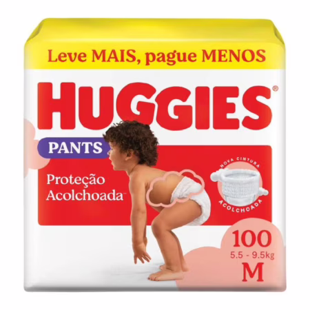 Fralda Calça Huggies Proteção Acolchoada M 100 unidades