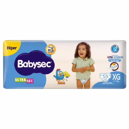 Fralda Descartável Babysec Galinha Pintadinha Ultrasec XG Com 56 Unidades