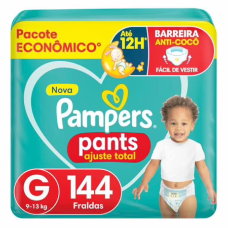 Fralda Descartável Pampers Pants Ajuste Total - Tamanho G, 144 Unidades