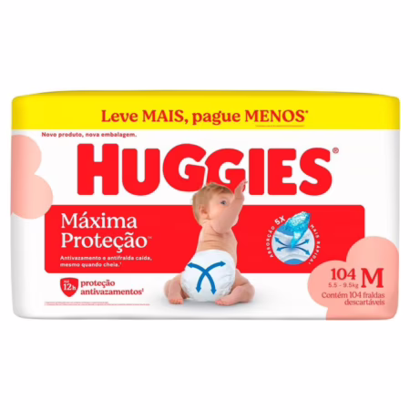 Fralda Huggies Supreme Care M com 104 tiras