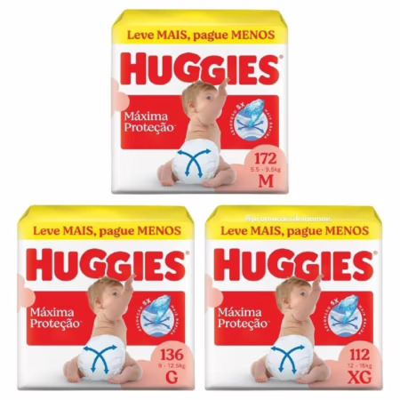 Fralda Huggies Supreme Care, M, G e XXG