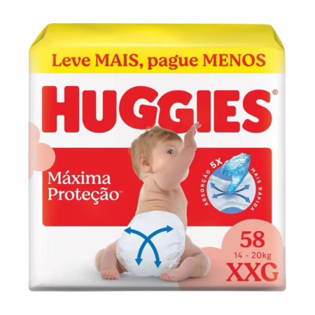 Fralda Huggies Supreme Care XXG com 58 unidades