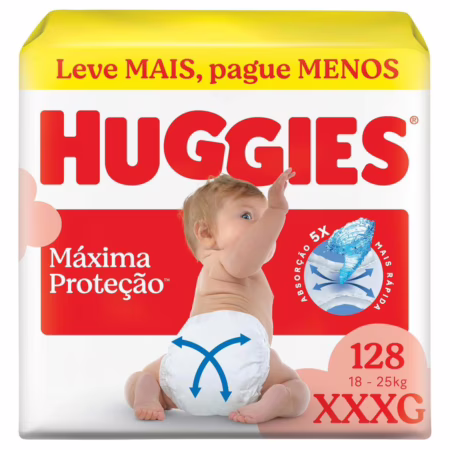 Fralda Huggies Supreme Care XXXG 128 unidades • A