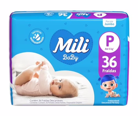 Fralda Mili Baby, JUMBO P - 36 unidades
