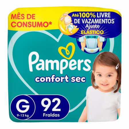 Fralda Pampers Confort Sec G com 92 Unidades