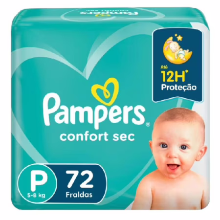 Fralda Pampers Confort Sec P com 72 Unidades • A