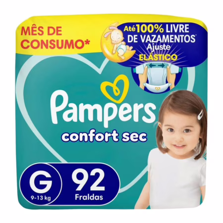 Fralda Pampers Confort Sec Tamanho G 92 Unidades Grande (g) Sem Gênero