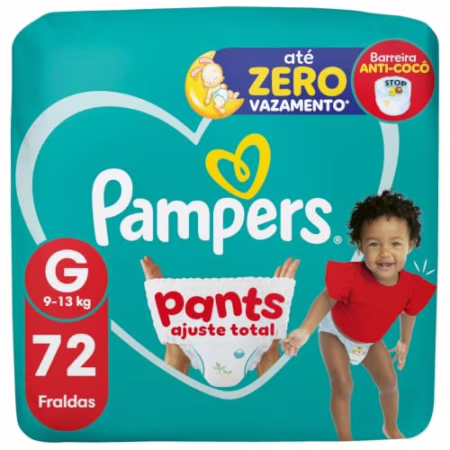 😍 Fralda Pampers Pants Ajuste Total G 72 Unidades