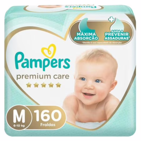 Fralda Pampers Premium Care M - 160 fraldas