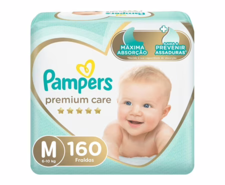Fralda Pampers Premium Care M 160 unidades