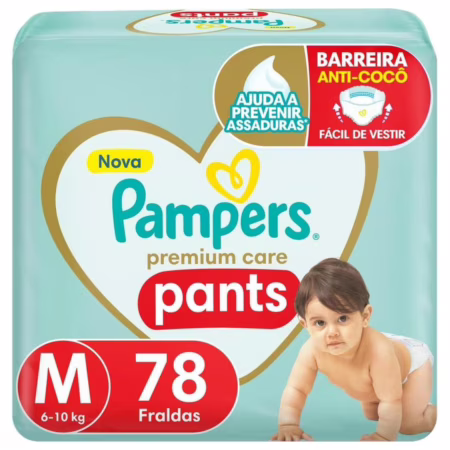 Fralda Pampers Premium Care Pants M com 78 Unidades