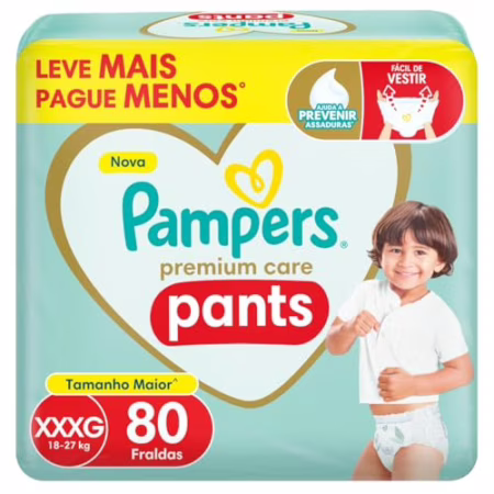 Fralda Pampers Premium Care Pants Tamanho XXXG 80 Unidades • A