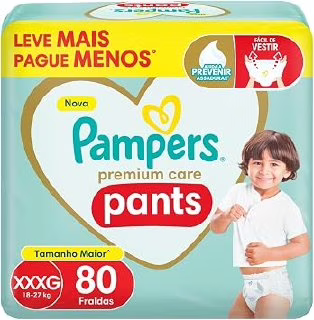 😍 Fralda Pampers Premium Care Pants Tamanho XXXG 80 Unidades