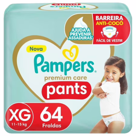 Fralda Pampers Premium Care Pants XG 64 unidades
