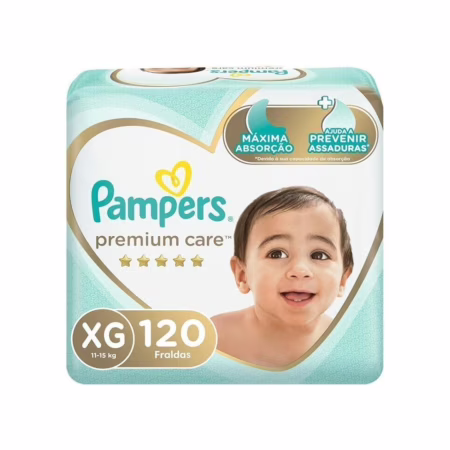 Fralda Pampers Premium Care XG com 120 Unidades