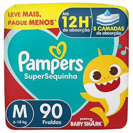 Fralda Pampers Supersequinha M 90 Unidades