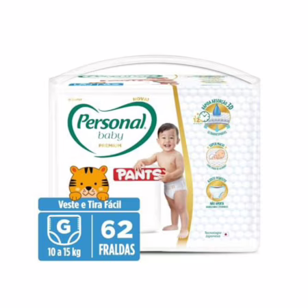 Fralda Personal Baby Premium Pants G, 62 Unidades (Roupinha)