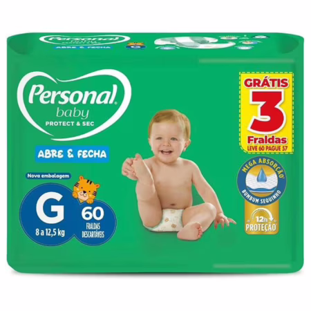 Fralda Personal Baby Protect & Sec G 60 Unidades