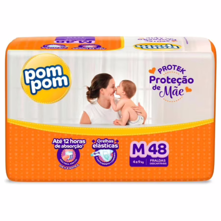 Fralda Pom Pom Protek Proteção De Mãe M 48 unidades