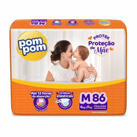 Fralda Pom Pom Protek Proteção de Mãe M com 86 tiras