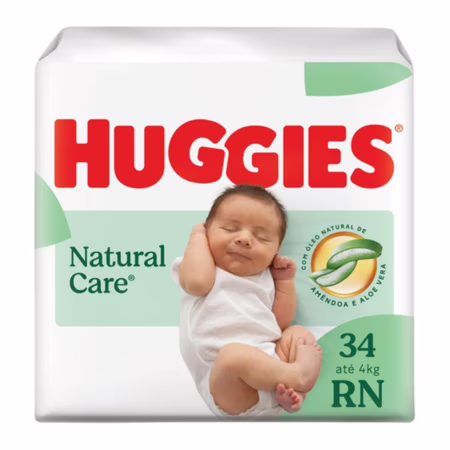 Fralda Premium Huggies Natural Care RN com 34