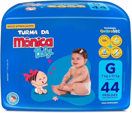 Fralda Turma da Mônica Baby Mega G com 44 tiras