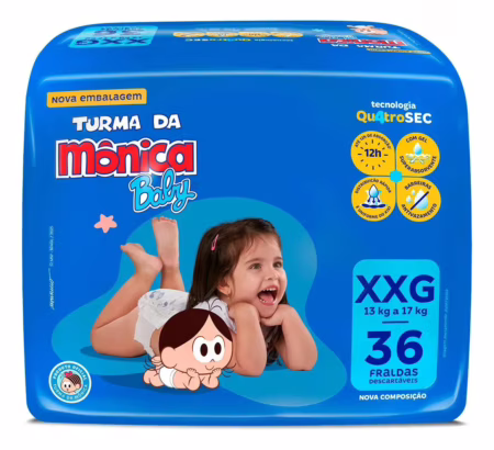 Fralda Turma da Mônica Baby Mega XXG 36 Unidades